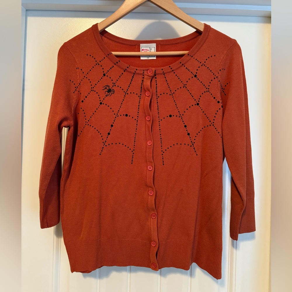 Mischief Made Spiderweb Cardigan in Burnt Orange